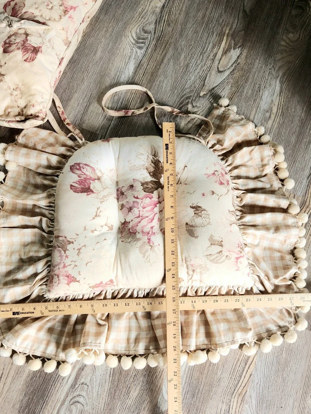 Vintage Shabby Chic Cottage Chair Cushions By Country Curtains Rose Gingham Pom